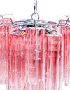 Chrome with Multi Pink Waved Cylinder Glass Chandelier
