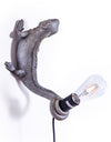 Antique Silver Iguana Wall / Table Lamp