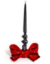 Ruby Red Spotted Ribbon Bow Ceramic Candle Holder (to be bought in qtys of 2)