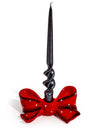 Ruby Red Spotted Ribbon Bow Ceramic Candle Holder (to be bought in qtys of 2)