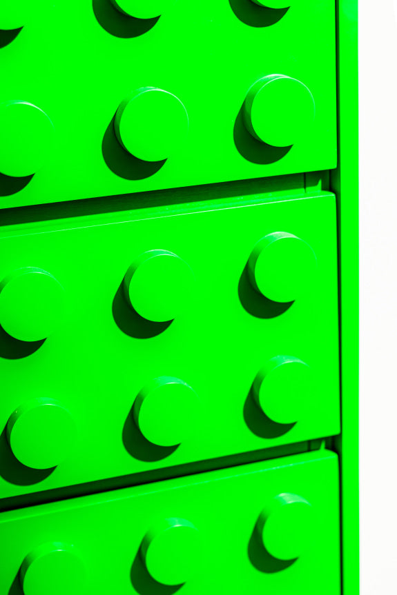 Green "Ogel" Block Solid Wood 4 Drawer Chest
