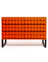 Orange "Ogel" Block Solid Wood 6 Drawer Side Cabinet