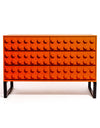 Orange "Ogel" Block Solid Wood 6 Drawer Side Cabinet