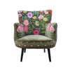 Emma hand-embroidered armchair in olive green velvet with multicoloured floral embroidery - Sohowells
