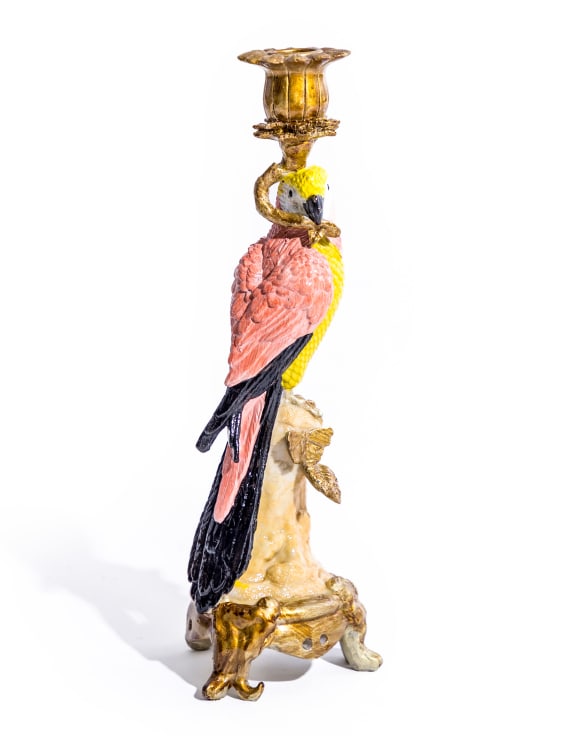 Antiqued Ornate Parrot Candle Holder