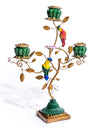 Antiqued Ornate Multi Branch Parrot Candle Holder