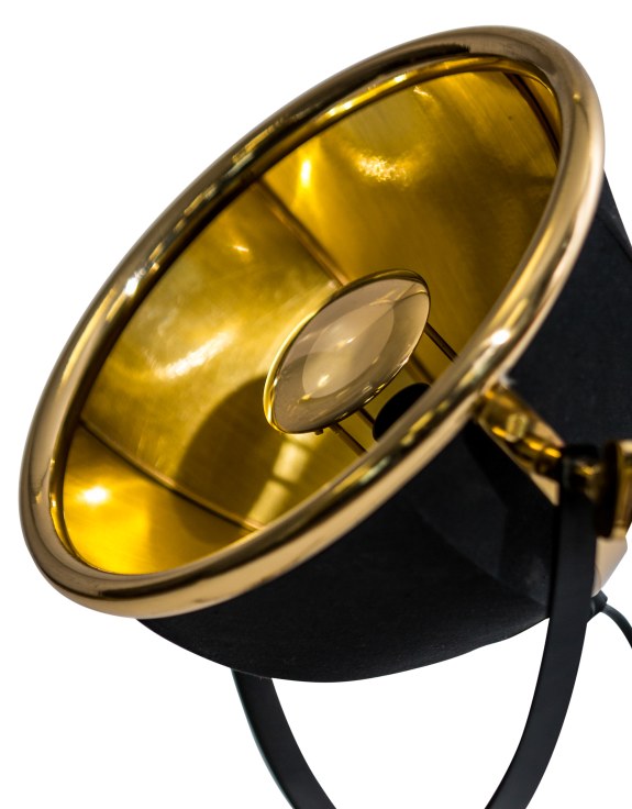 Black and Brass Large Tripod Table Lamp