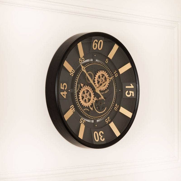 Milano Moving Gears Decorative Wall Clock Oversize Extra Large 23 Inch/60 cm Gold