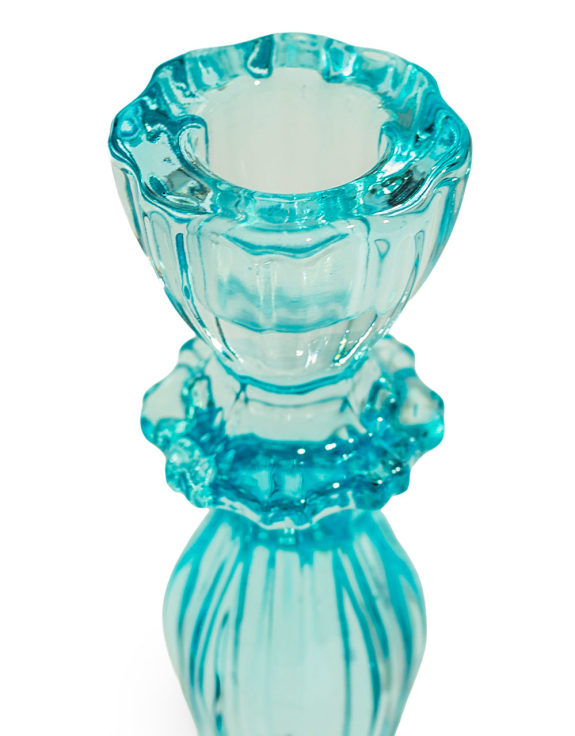 Light Blue Classic Glass Candle Holder (to be bought in qtys of 6)