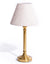 Ribbed Brass Rechargeable Table Lamp with Oatmeal Shade
