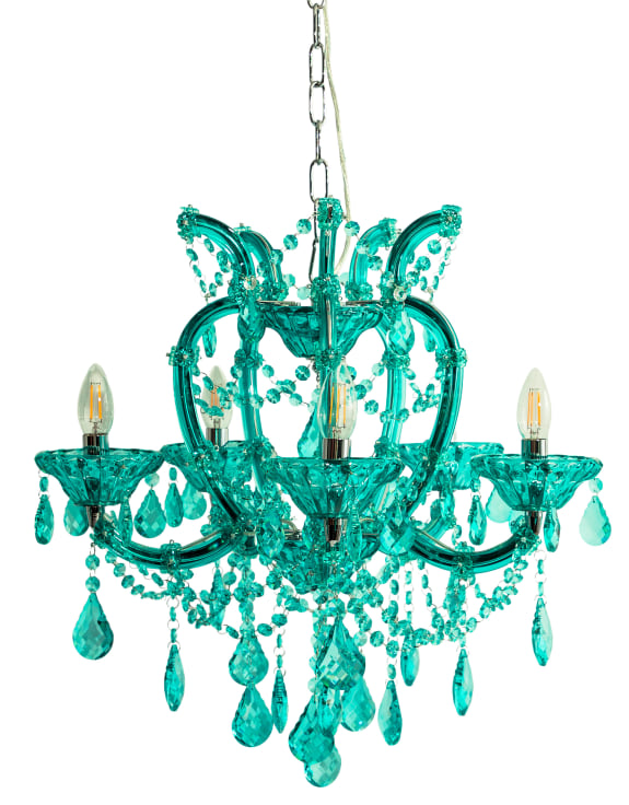 Aqua Blue 5 Branch Murano Chandelier
