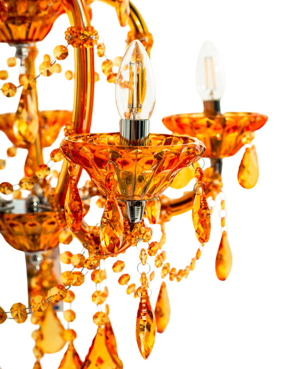 Amber 5 Branch Murano Chandelier
