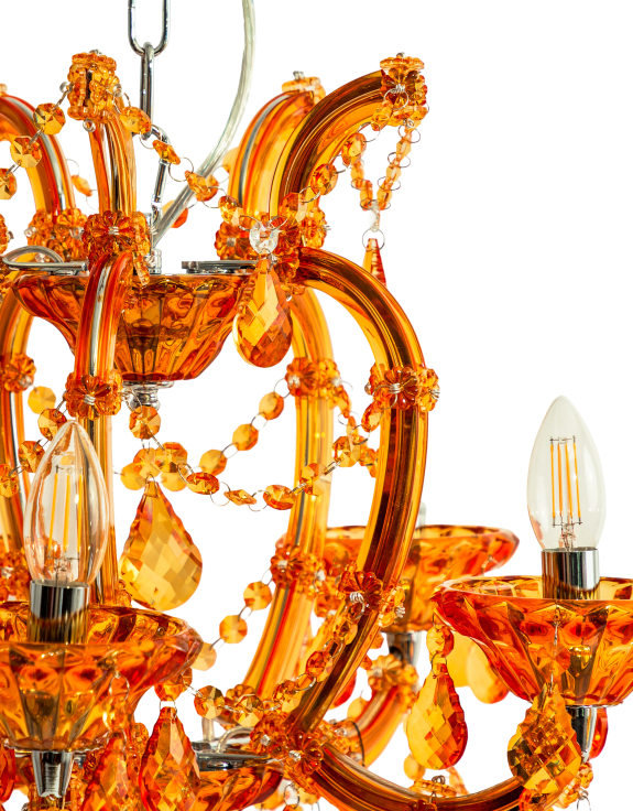 Amber 5 Branch Murano Chandelier