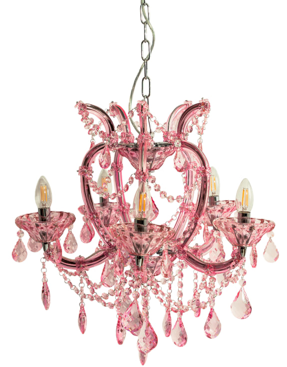 Rose Pink 5 Branch Murano Chandelier