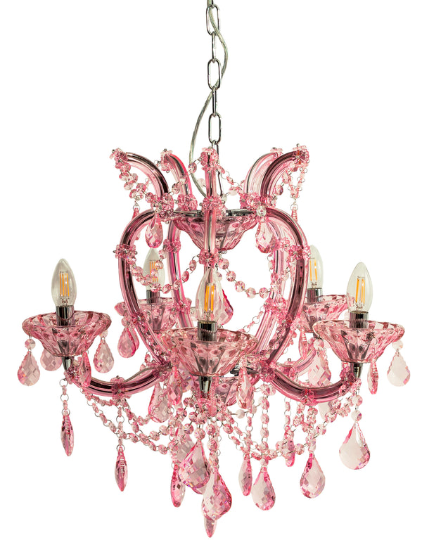 Rose Pink 5 Branch Murano Chandelier