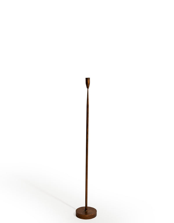 Antique Copper Small Floor Standing Candle Holder