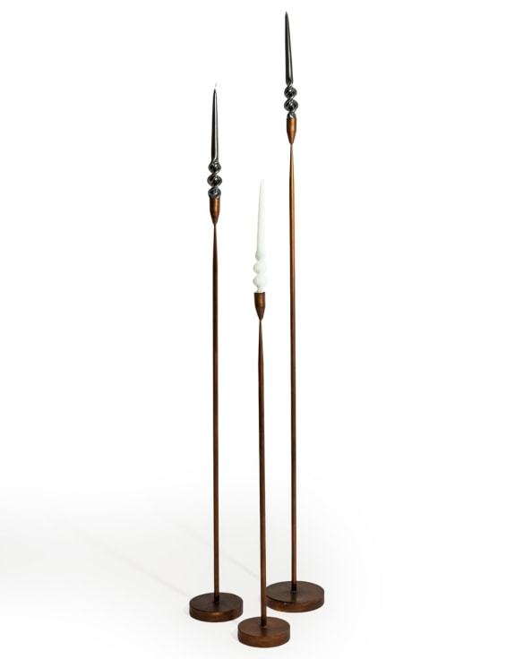 Antique Copper Medium Floor Standing Candle Holder