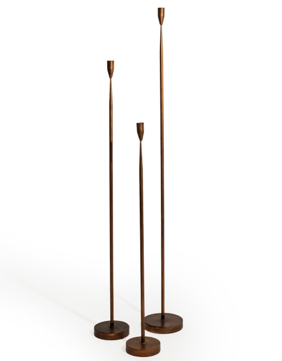 Antique Copper Medium Floor Standing Candle Holder