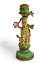 Antiqued Ornate Leopard Candle Holder