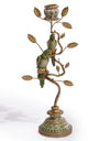 Antiqued Ornate Branch Green/Gold Parrot Candle Holder