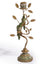 Antiqued Ornate Branch Green/Gold Parrot Candle Holder