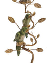 Antiqued Ornate Branch Green/Gold Parrot Candle Holder