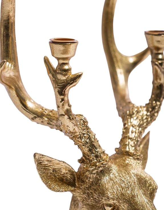 Gold Stag Head Candle Holder