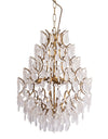 Large Antique Gold Multi Teardrop Chandelier w/ Frosted Crystals