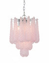 Chrome w/ Pink Bubbled Glass "Gicel" Chandelier