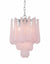 Chrome w/ Pink Bubbled Glass "Gicel" Chandelier