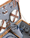 Luxury Pinstripe 4-Person Picnic Hamper w/ Leather Handles & Accessories