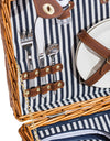 Luxury Pinstripe 2-Person Picnic Hamper w/ Leather Handles & Accessories
