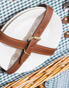 Luxury Gingham 2-Person Picnic Hamper w/ Leather Handles & Accessories