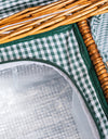 Luxury Gingham 2-Person Picnic Hamper w/ Leather Handles & Accessories