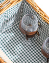Luxury Gingham 2-Person Picnic Hamper w/ Leather Handles & Accessories