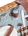 Luxury Gingham 2-Person Picnic Hamper w/ Leather Handles & Accessories