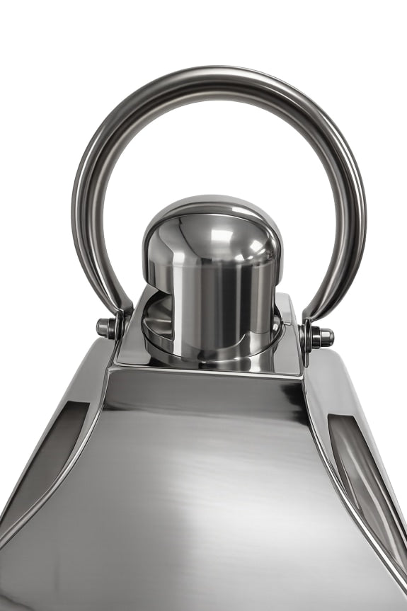 Medium Square Polished Steel and Glass Lantern