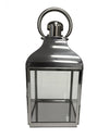 Medium Square Polished Steel and Glass Lantern