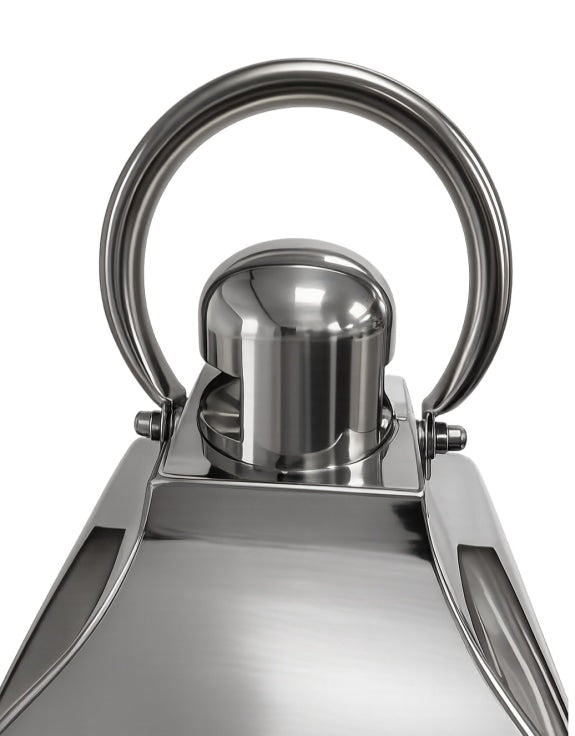 Large Square Polished Steel and Glass Lantern