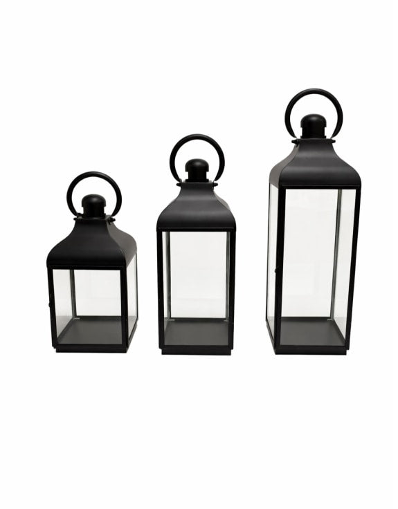 Extra Large Square Matt Black Steel & Glass Lantern
