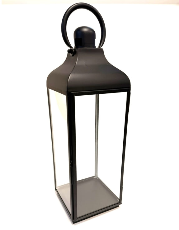 Extra Large Square Matt Black Steel & Glass Lantern