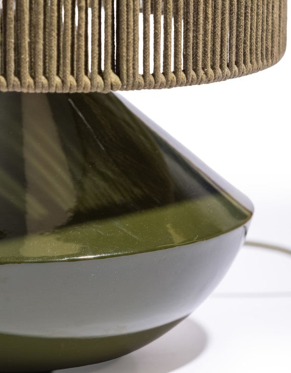 Forest Green Table Lamp w/ Ribbed Corded Shade (to be bought in qtys of 2)
