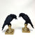 Pair of Raven Candle Holders on Ornate Gold Base