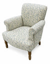 Blue William Morris Willow Boughs patterned occasional armchair with solid mango wood frame and legs - Sohowells