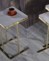 Reina Square Nest of Tables Set of 3 | High Gloss Membrane MDF Top & Gold Titanium Frame
