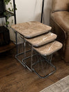 Geneva Square Nest Of Tables Set - 3 Pieces Nesting Table Engineered Wood Top