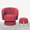 Detail of red woven chenille upholstery on rounded swivel chair - Sohowells