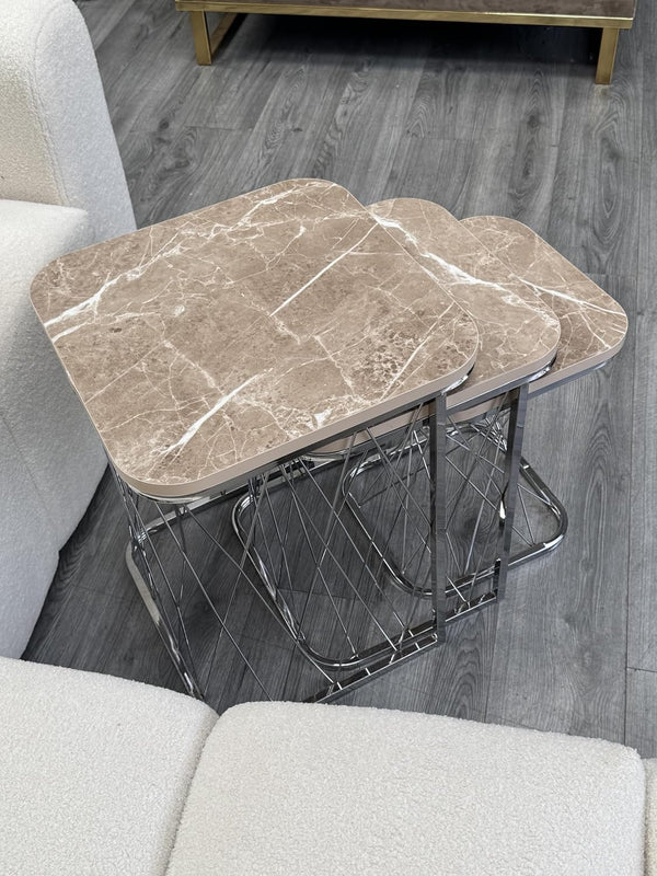 Geneva Square Nest Of Tables Set - 3 Pieces Nesting Table Engineered Wood Top