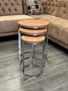 Elly Round Nest Of Tables Set - 3 Pieces Nesting Table Wood Top