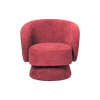 Rounded red woven chenille swivel armchair with wrap around arms - Sohowells